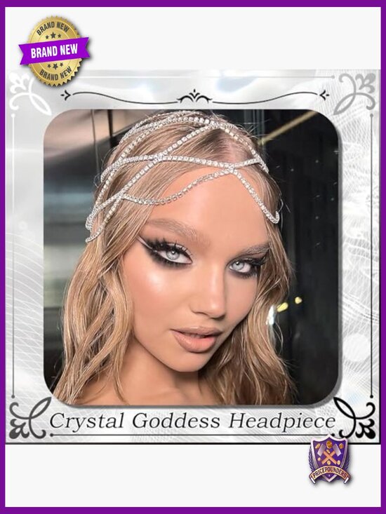 Rhinestone Head Chain Gatsby Cap Wedding Bride 1920s Flapper Hair Accessory main image 6